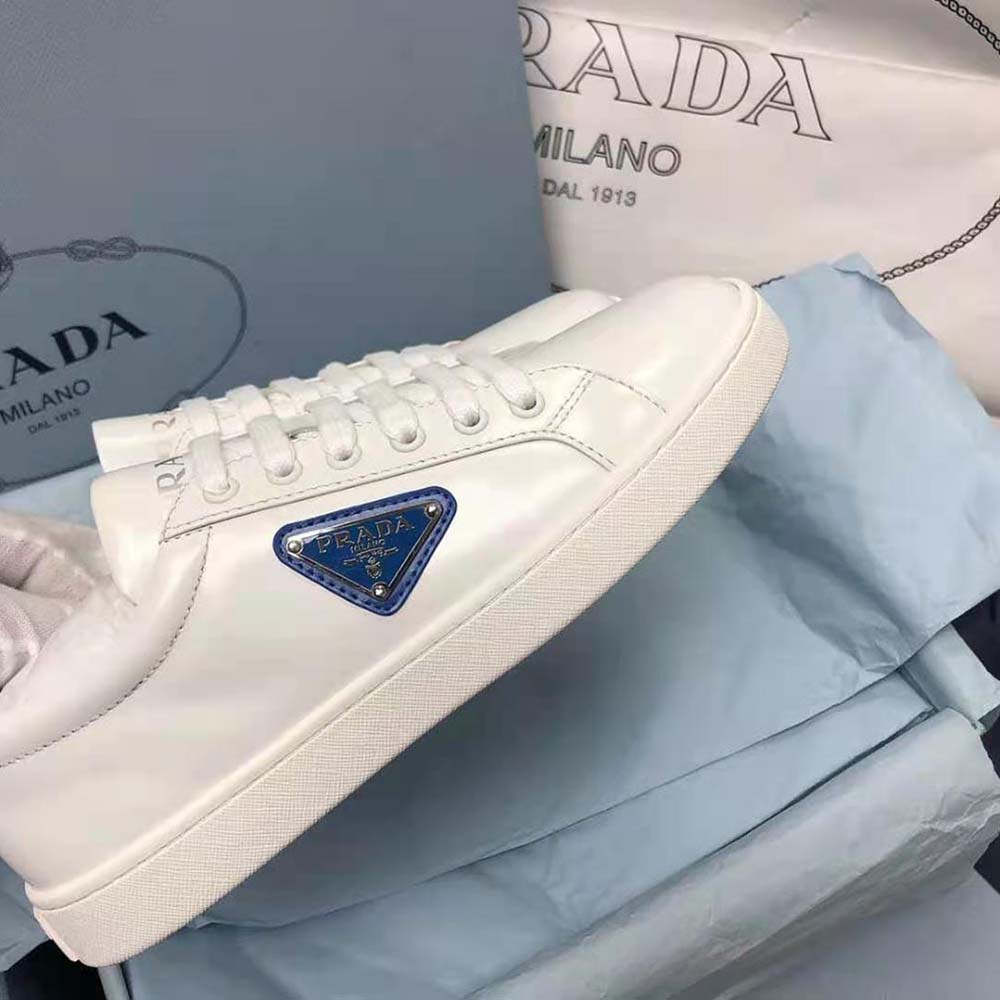 Prada Men Brushed Leather Sneakers-Blue - image 9