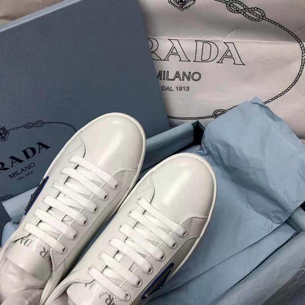 Prada Men Brushed Leather Sneakers-Blue - image 8
