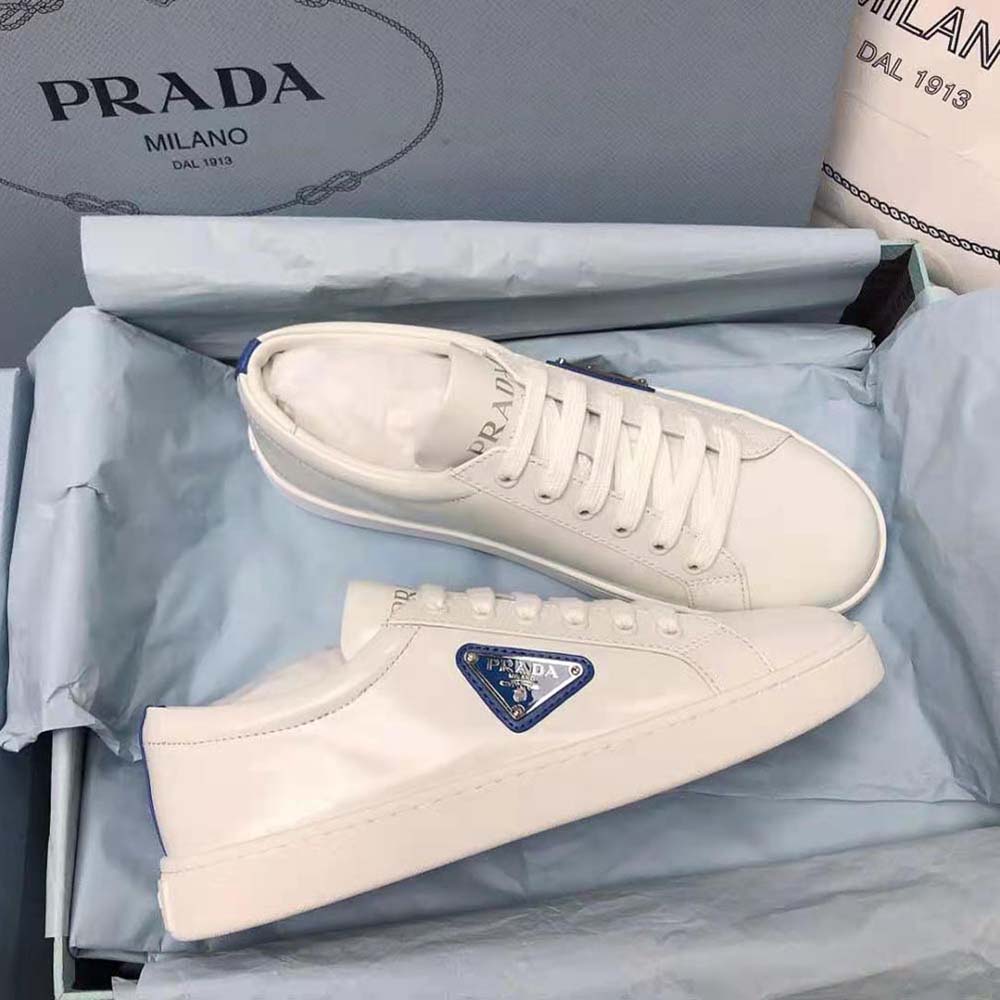 Prada Men Brushed Leather Sneakers-Blue - image 7
