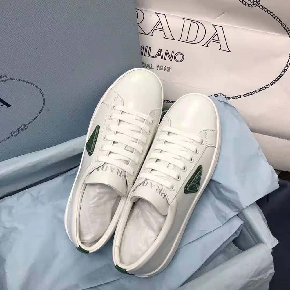 Prada Men Brushed Leather Sneakers-Green - image 4