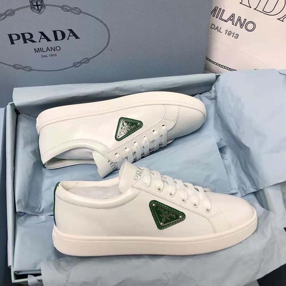 Prada Men Brushed Leather Sneakers-Green - image 5