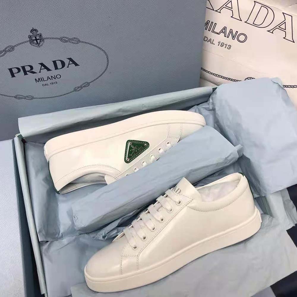 Prada Men Brushed Leather Sneakers-Green - image 7