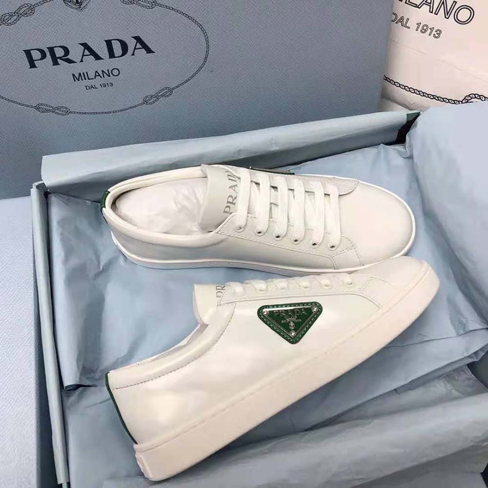 Prada Men Brushed Leather Sneakers-Green - image 6