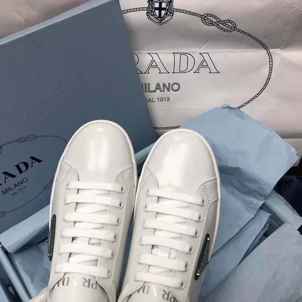 Prada Men Brushed Leather Sneakers-Green - image 9