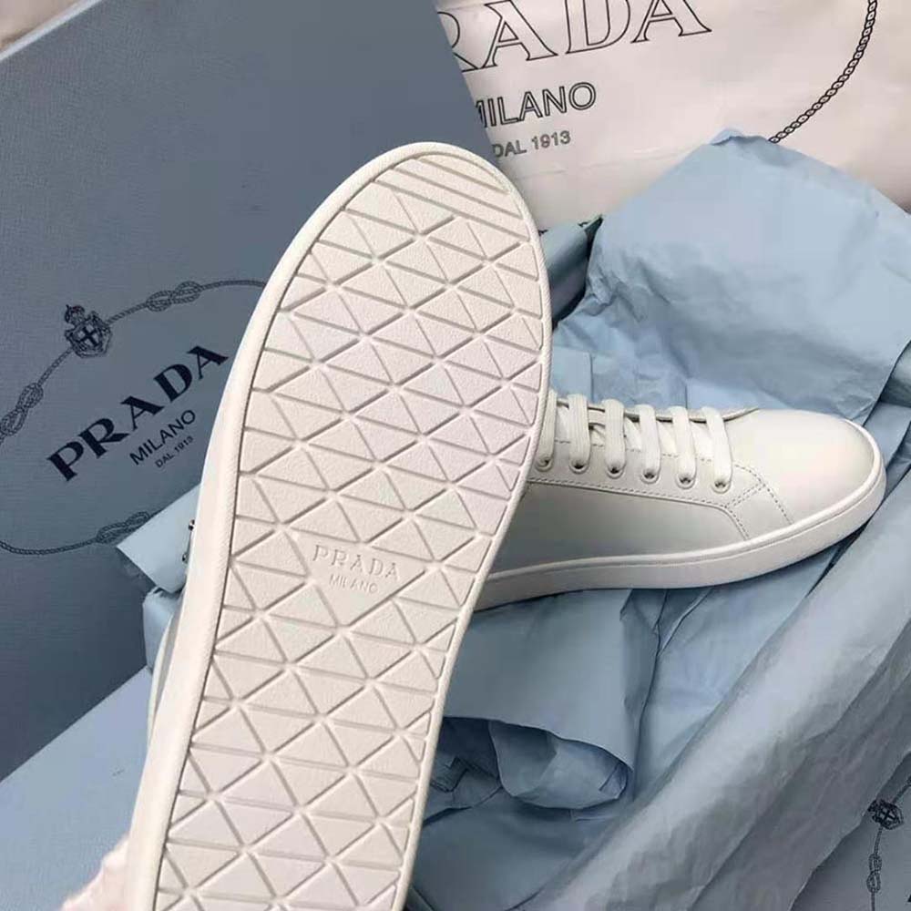 Prada Men Brushed Leather Sneakers-White - image 9