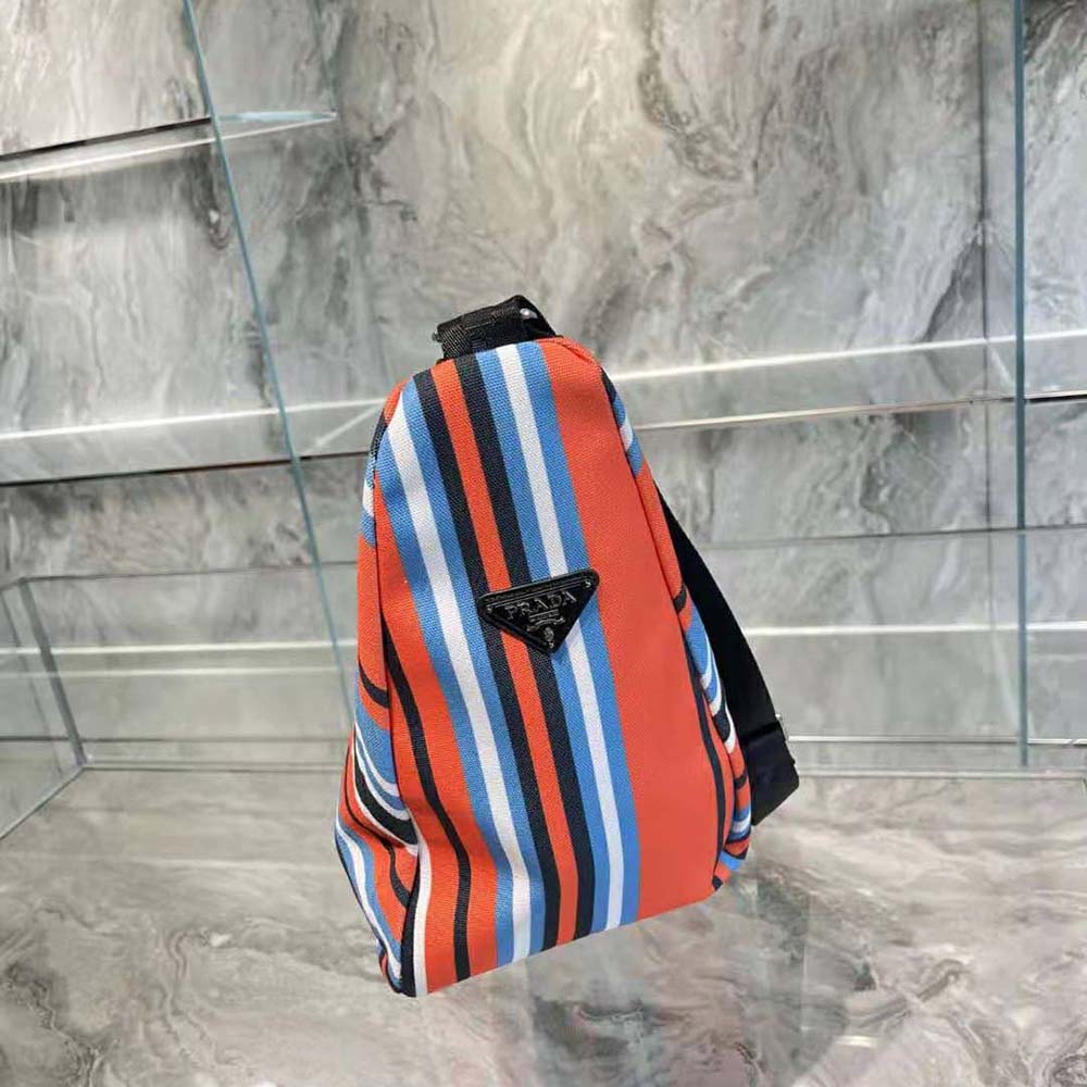 Prada Men Printed Canvas Prada Triangle Bag-Orange - image 7