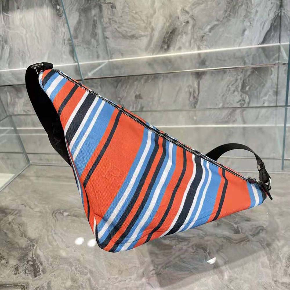 Prada Men Printed Canvas Prada Triangle Bag-Orange - image 4