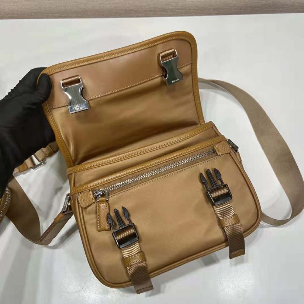 Prada Men Re-Nylon and Saffiano Leather Shoulder Bag-Brown - image 6