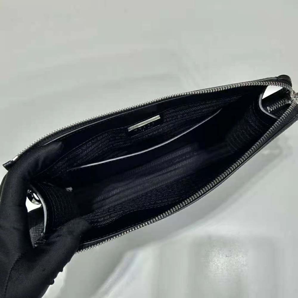 Prada Men Saffiano Leather Pouch-Black - image 8