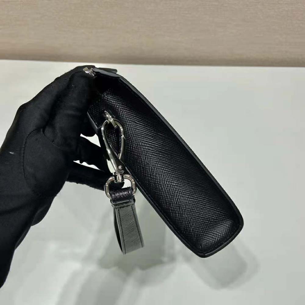 Prada Men Saffiano Leather Pouch-Black - image 7