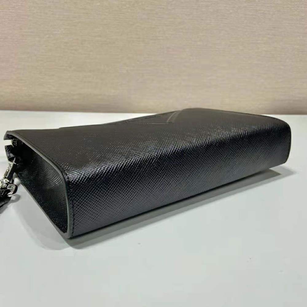 Prada Men Saffiano Leather Pouch-Black - image 5