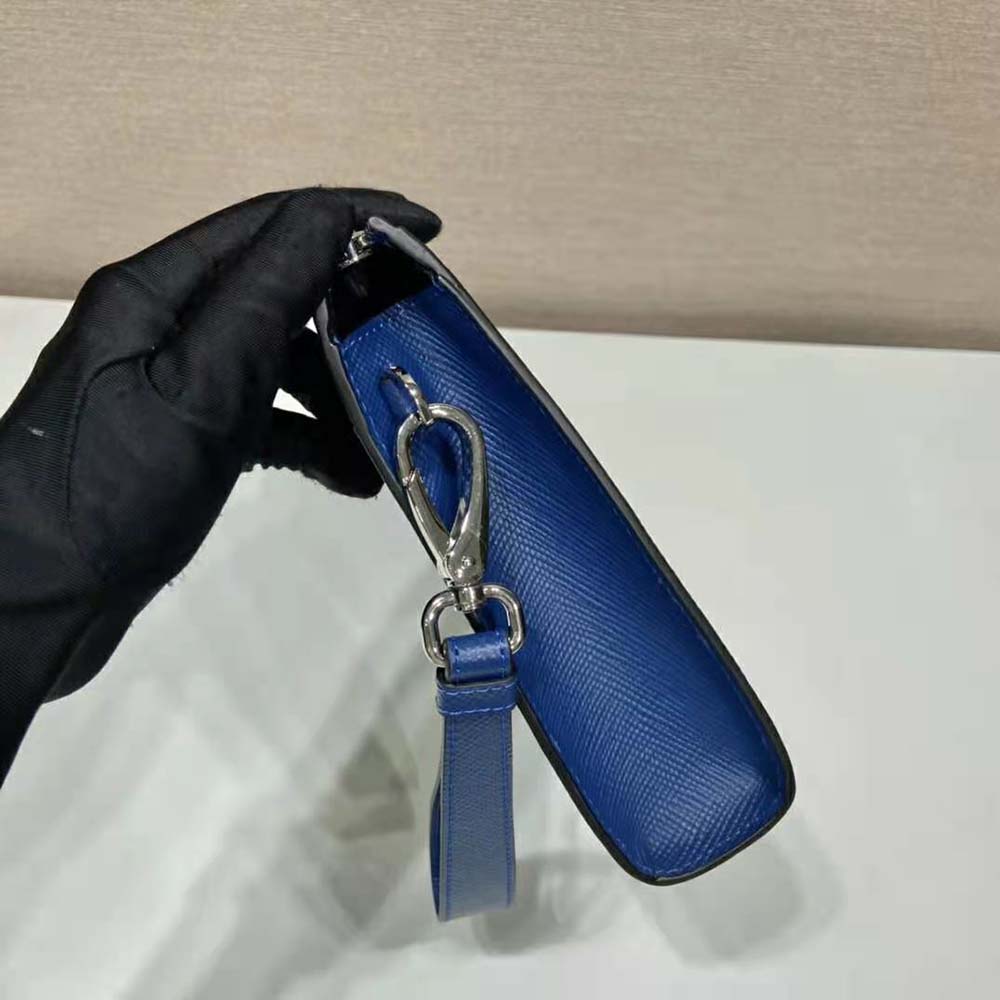 Prada Men Saffiano Leather Pouch-Navy - image 7