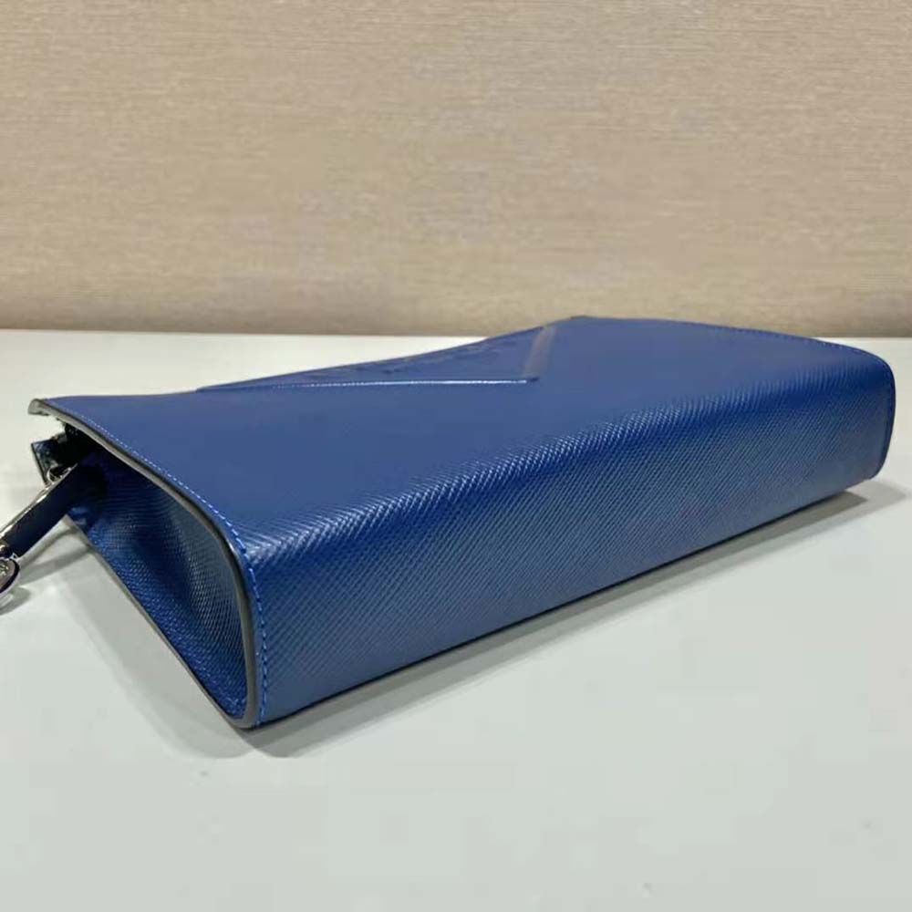 Prada Men Saffiano Leather Pouch-Navy - image 6