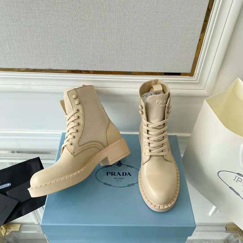 Prada Women Brushed-Leather and Re-Nylon Boots - image 7