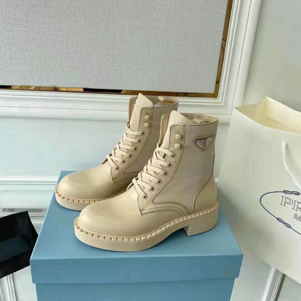 Prada Women Brushed-Leather and Re-Nylon Boots - image 4