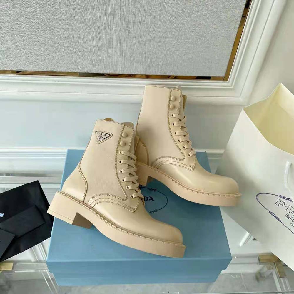Prada Women Brushed-Leather and Re-Nylon Boots - image 5