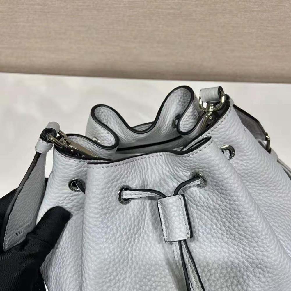 Prada Women Leather Bucket Bag with A Soft Silhouette-Blue - image 8
