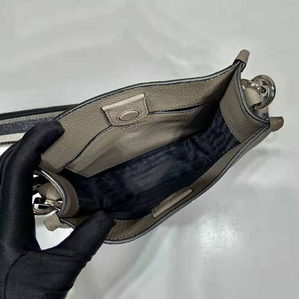 Prada Unisex Leather Mini Shoulder Bag-Grey - image 8