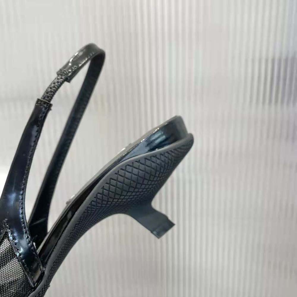 Prada Women Mesh Fabric Slingback Pumps-Black - image 10