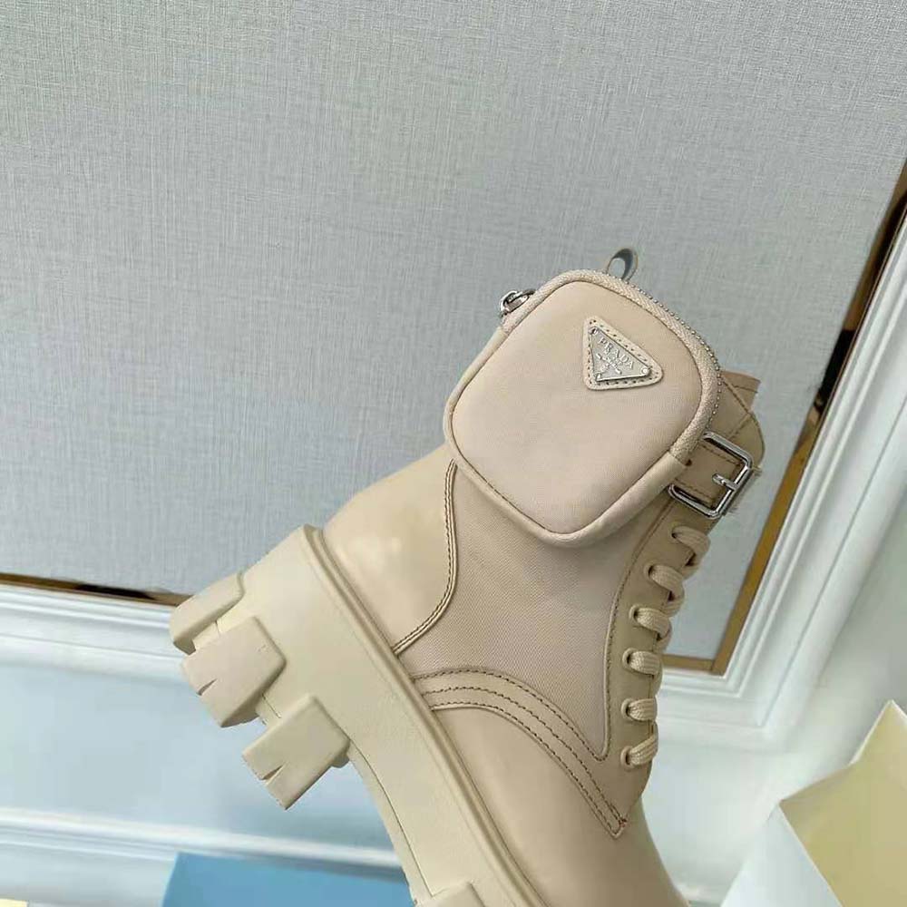 Prada Women Monolith Leather and Nylon Fabric Boots - image 9