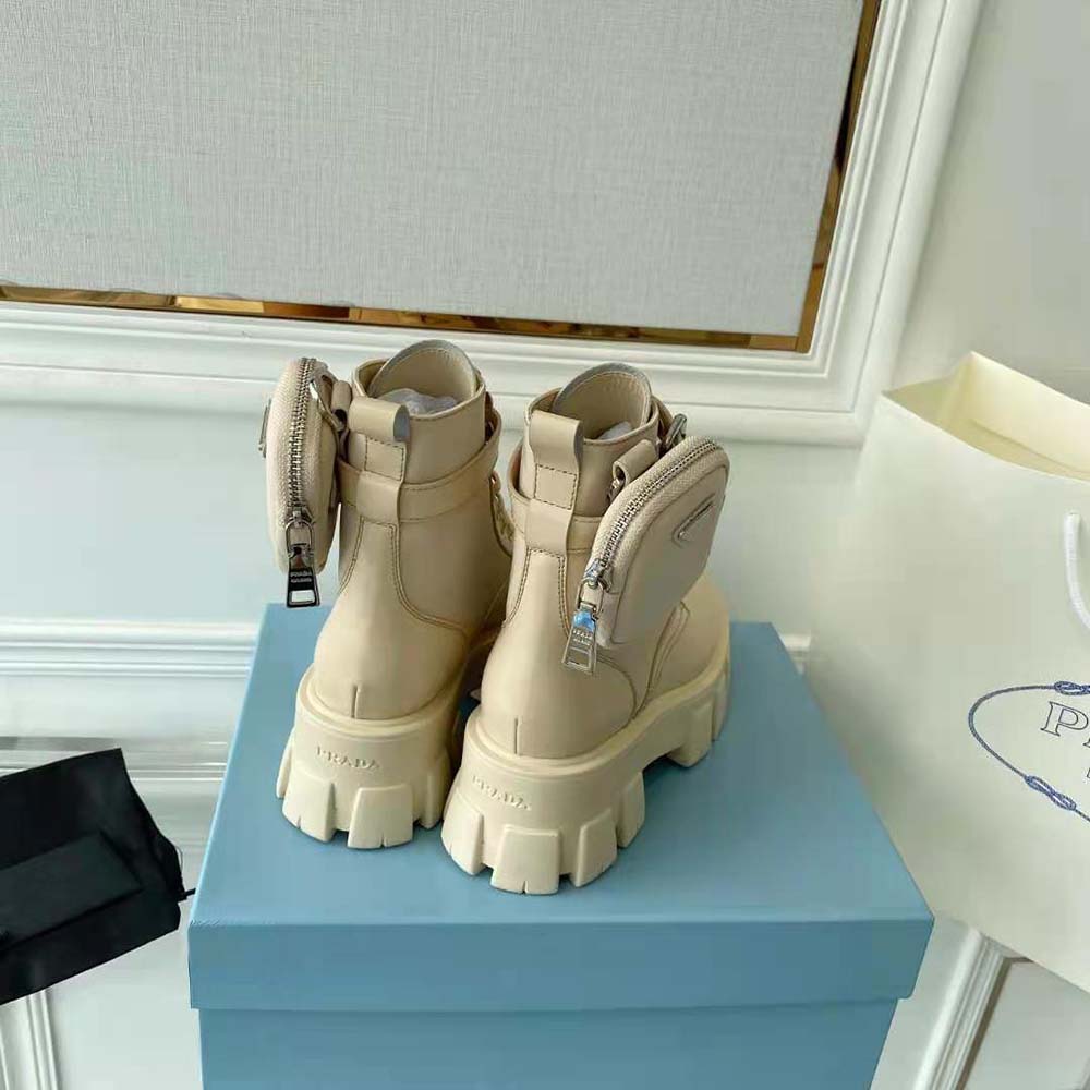 Prada Women Monolith Leather and Nylon Fabric Boots - image 7