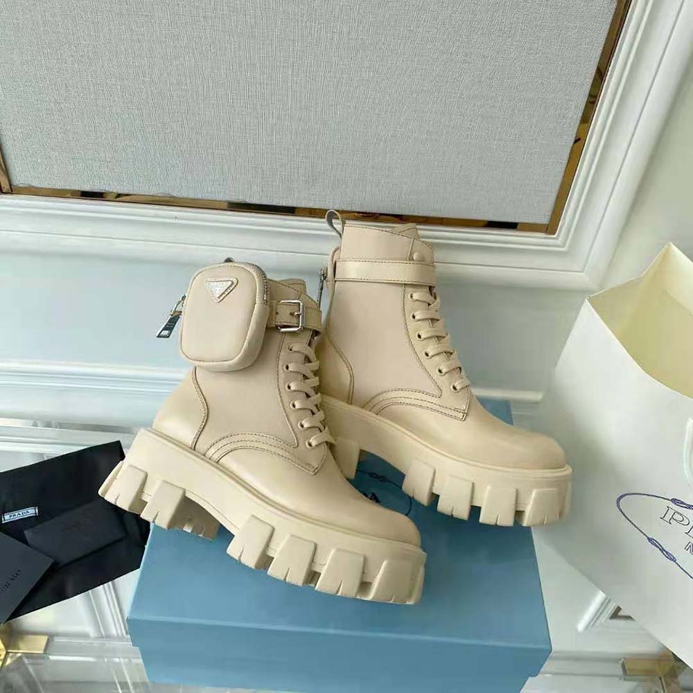 Prada Women Monolith Leather and Nylon Fabric Boots - image 6