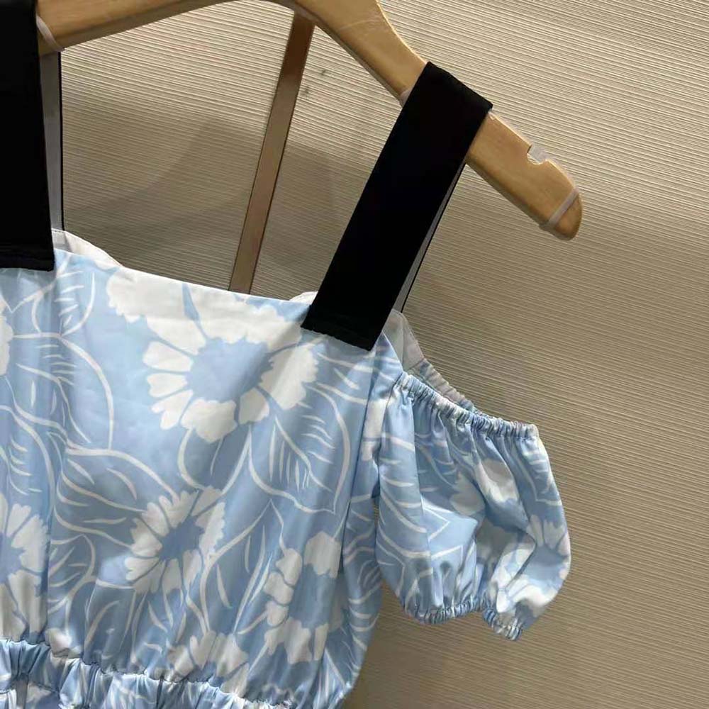 Prada Women Printed Poplin Dress-Blue - image 5