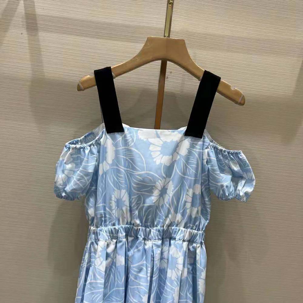 Prada Women Printed Poplin Dress-Blue - image 4