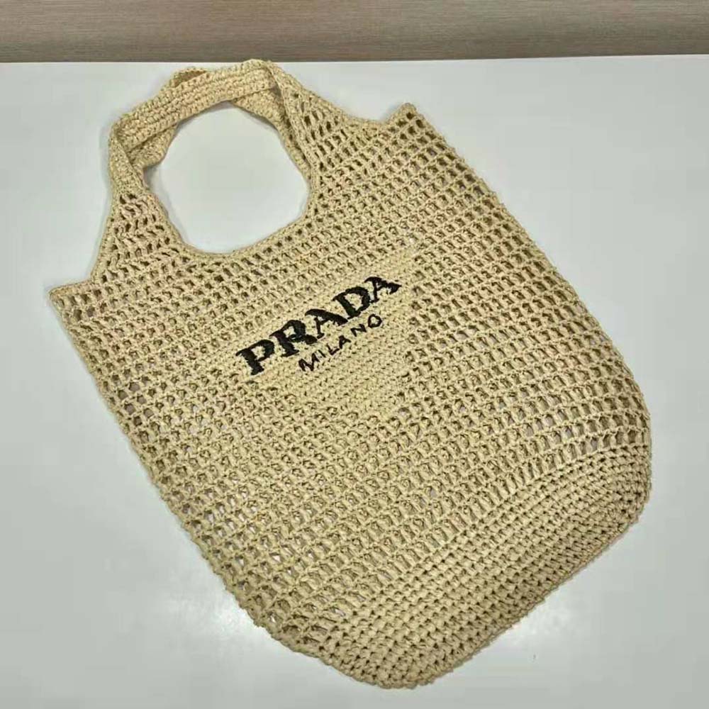 Prada Women Raffia Tote Bag with a Soft-Natural - image 4