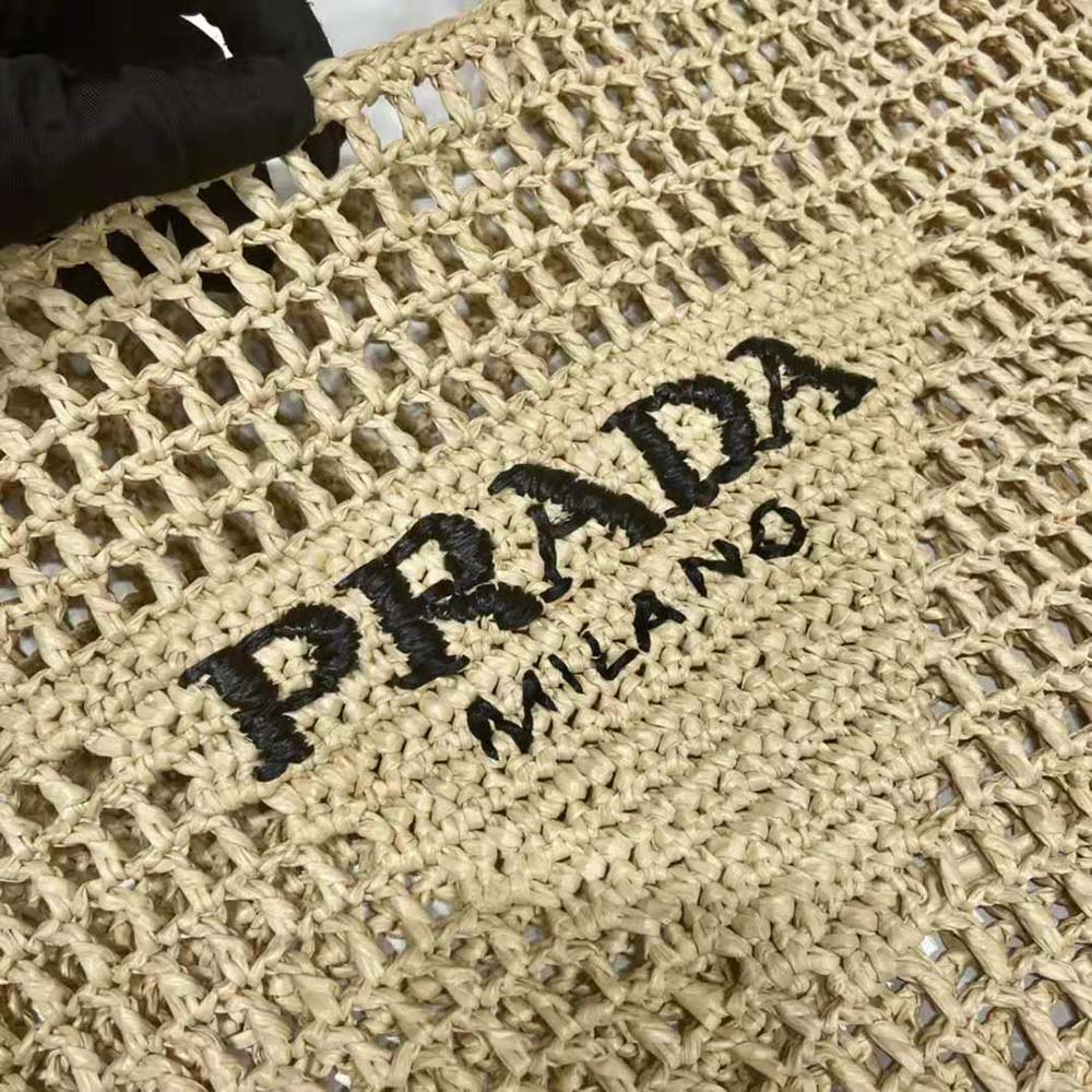 Prada Women Raffia Tote Bag with a Soft-Natural - image 7