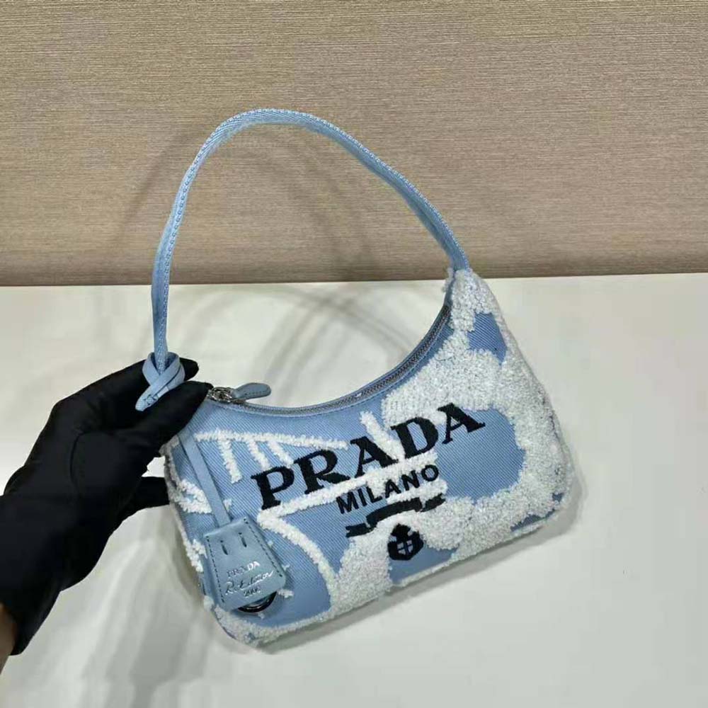 Prada Women Re-Edition 2000 Embroidered Drill Mini Bag-Blue - image 5