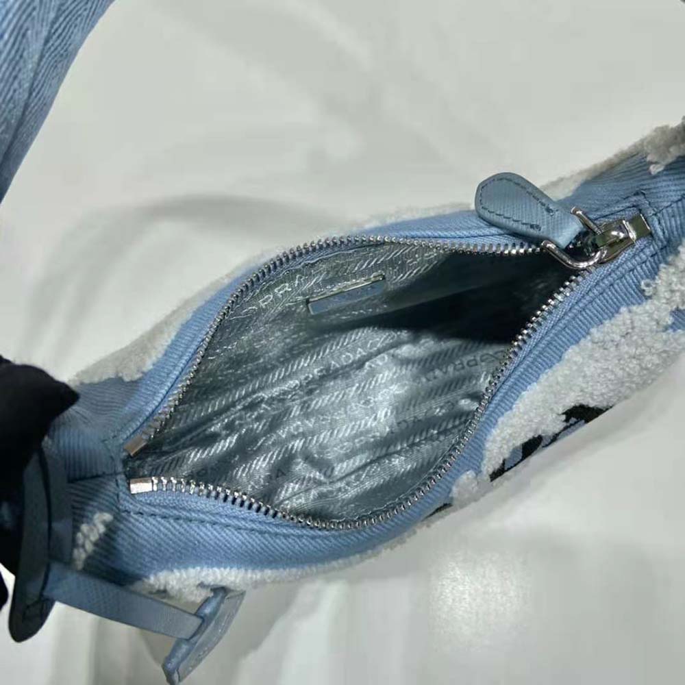 Prada Women Re-Edition 2000 Embroidered Drill Mini Bag-Blue - image 8