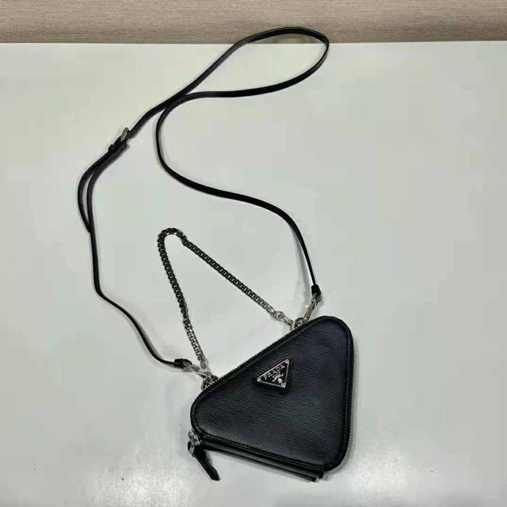 Prada Women Saffiano Leather Mini Pouch-Black - image 4