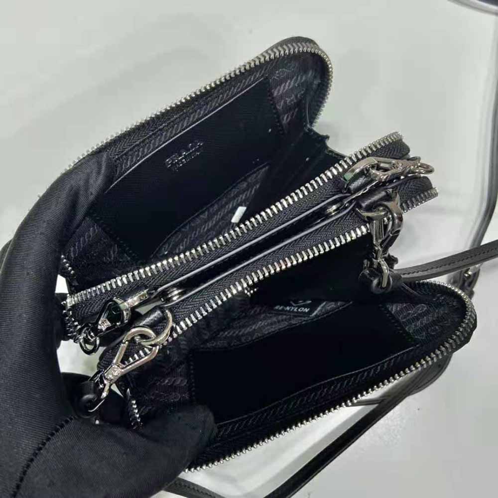 Prada Women Saffiano Leather Mini Pouch-Black - image 8