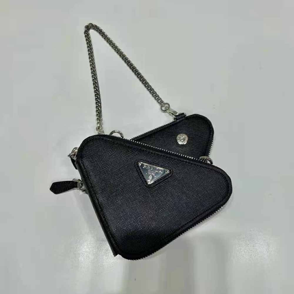 Prada Women Saffiano Leather Mini Pouch-Black - image 5