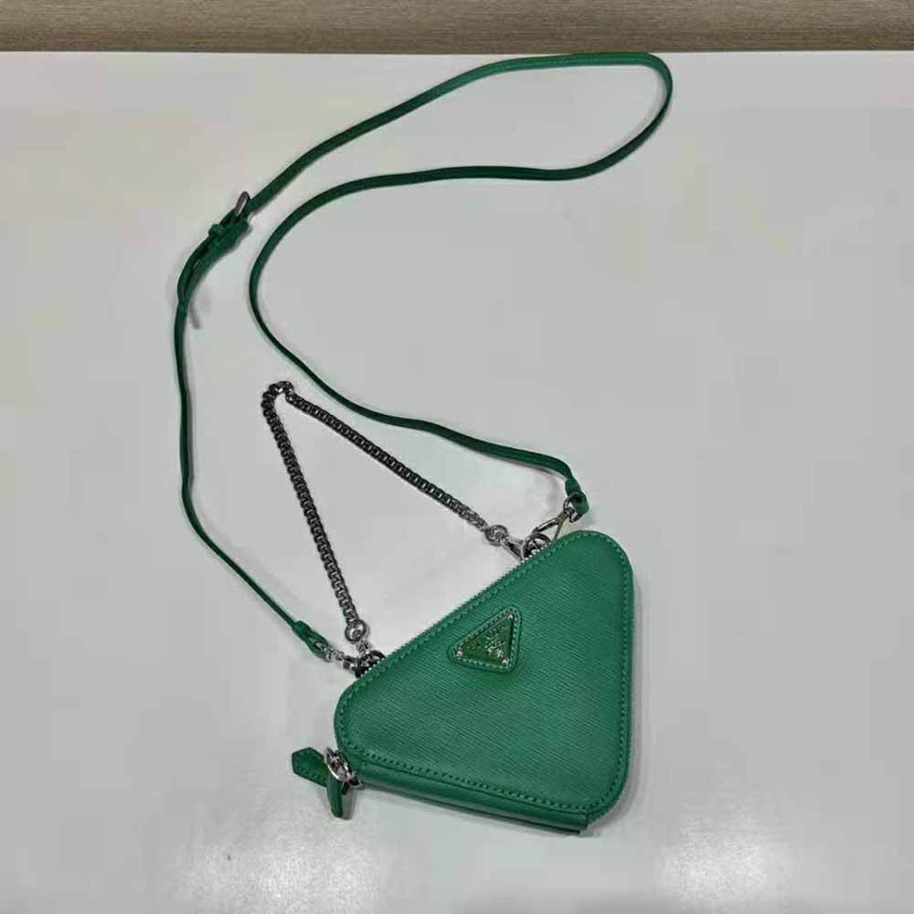 Prada Women Saffiano Leather Mini Pouch-Green - image 5