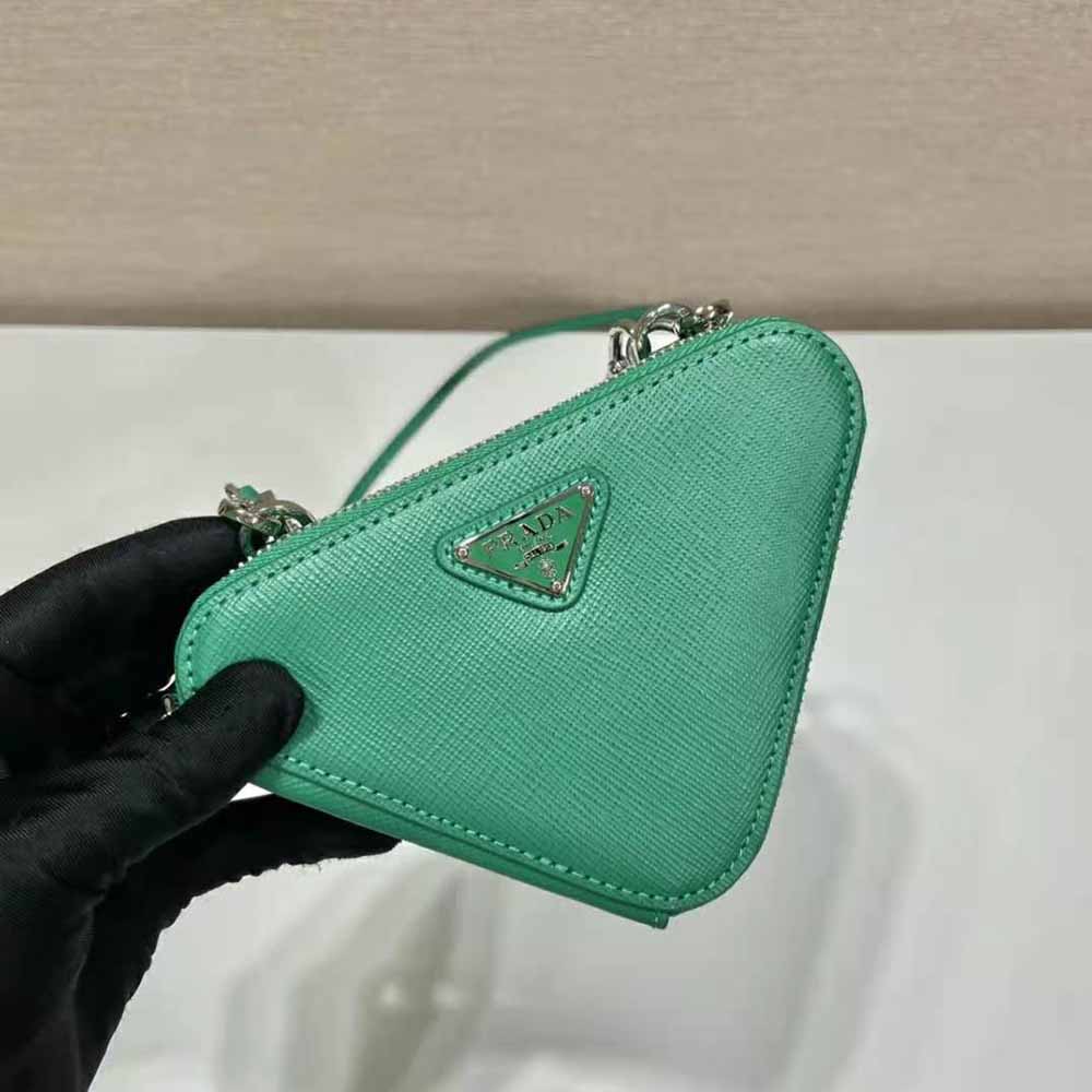 Prada Women Saffiano Leather Mini Pouch-Green - image 6