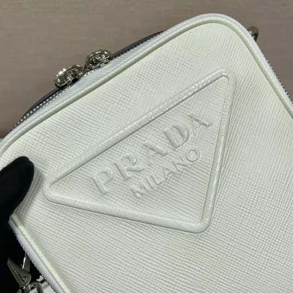 Prada Men Saffiano Leather Shoulder Bag with Sleek-White - image 7