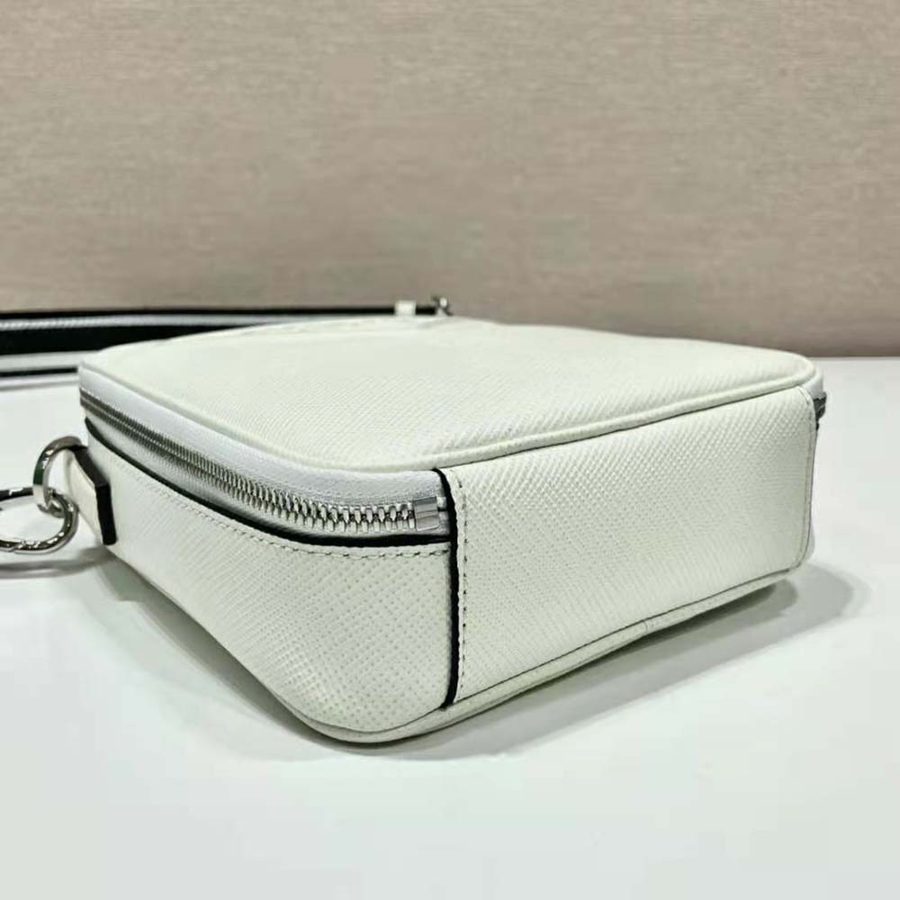Prada Men Saffiano Leather Shoulder Bag with Sleek-White - image 6