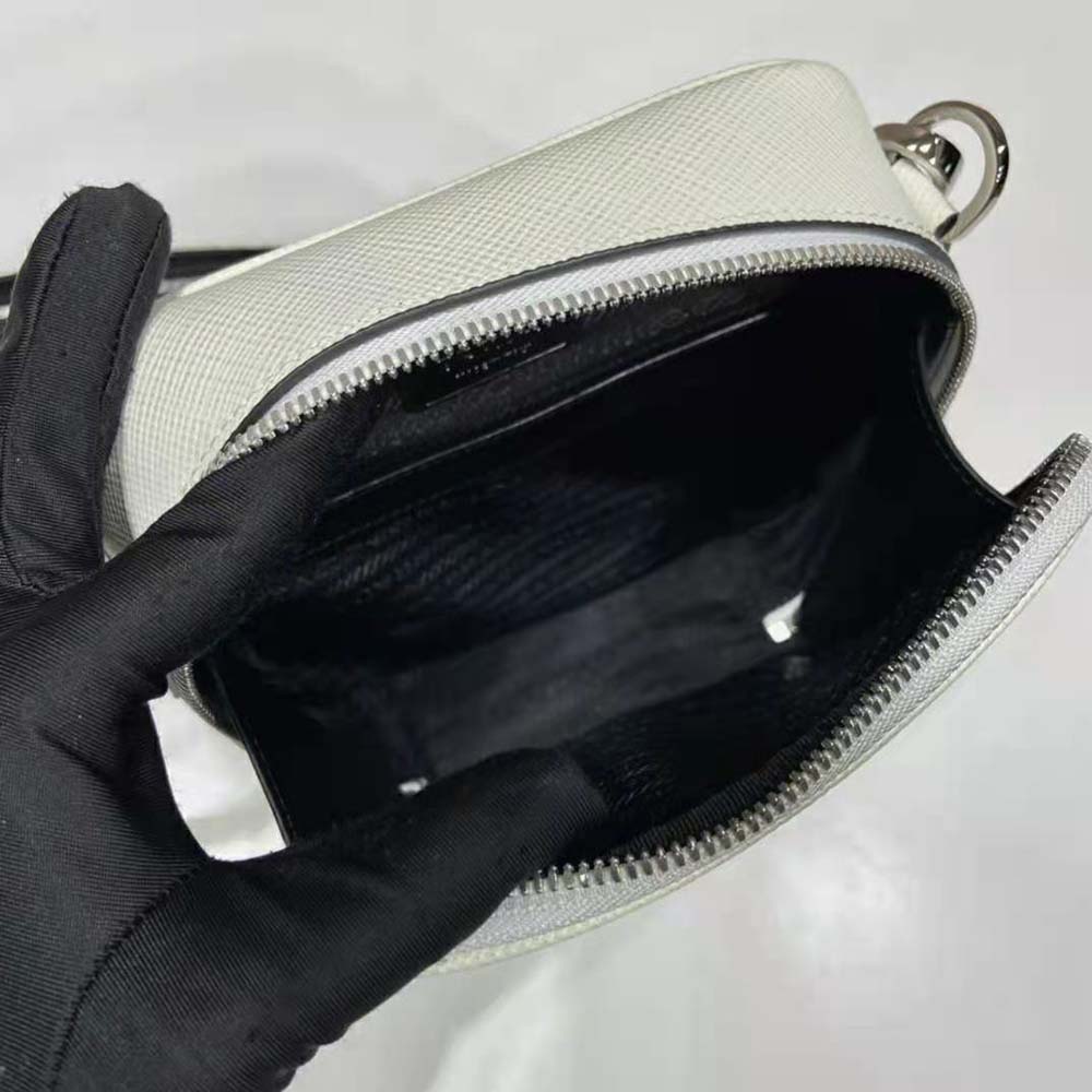 Prada Men Saffiano Leather Shoulder Bag with Sleek-White - image 8