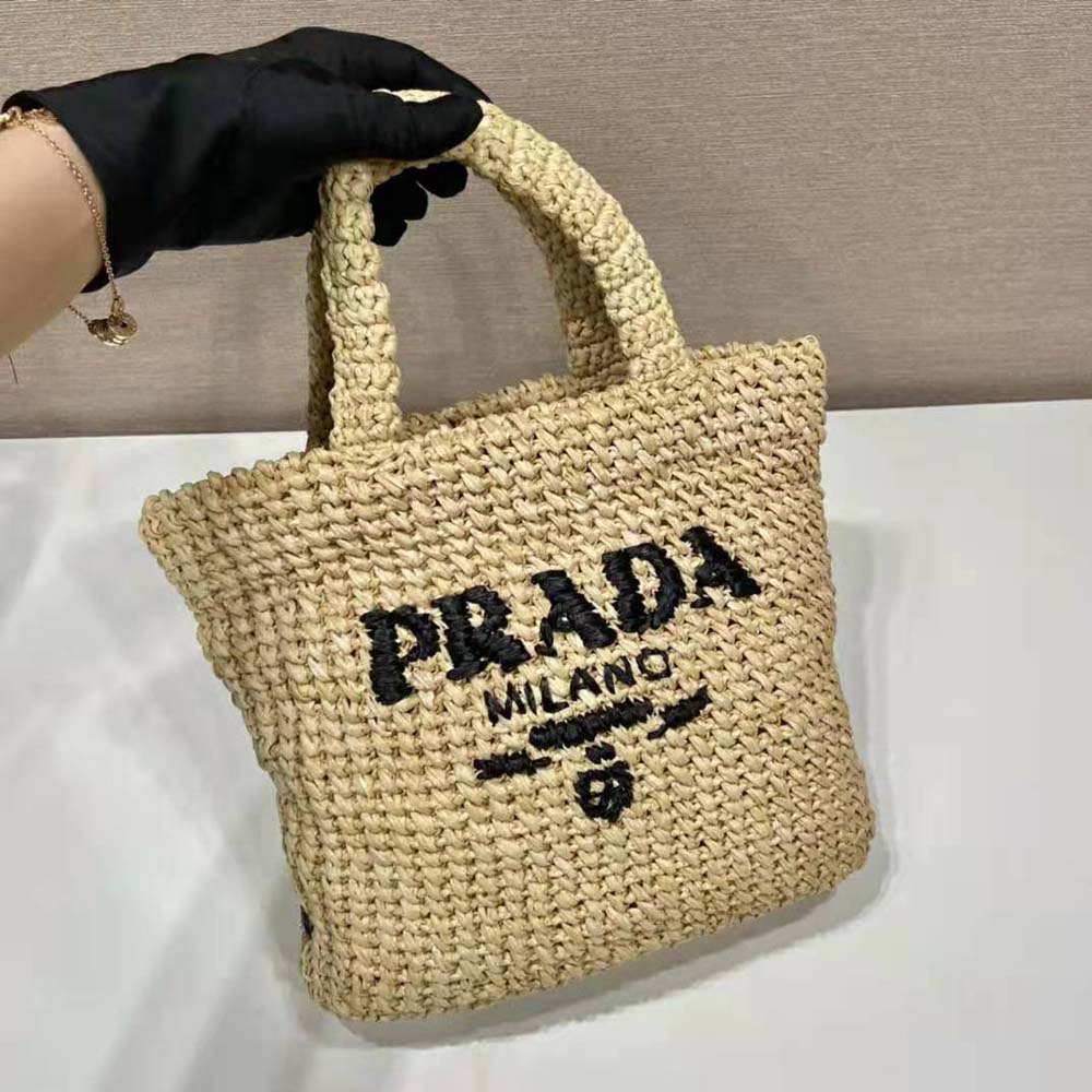 Prada Women Small Raffia Tote Bag-Natural - image 5