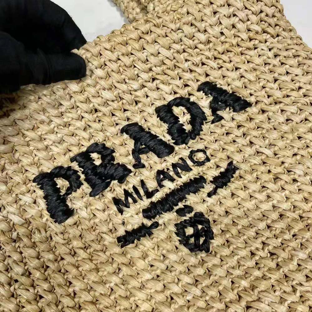 Prada Women Small Raffia Tote Bag-Natural - image 7