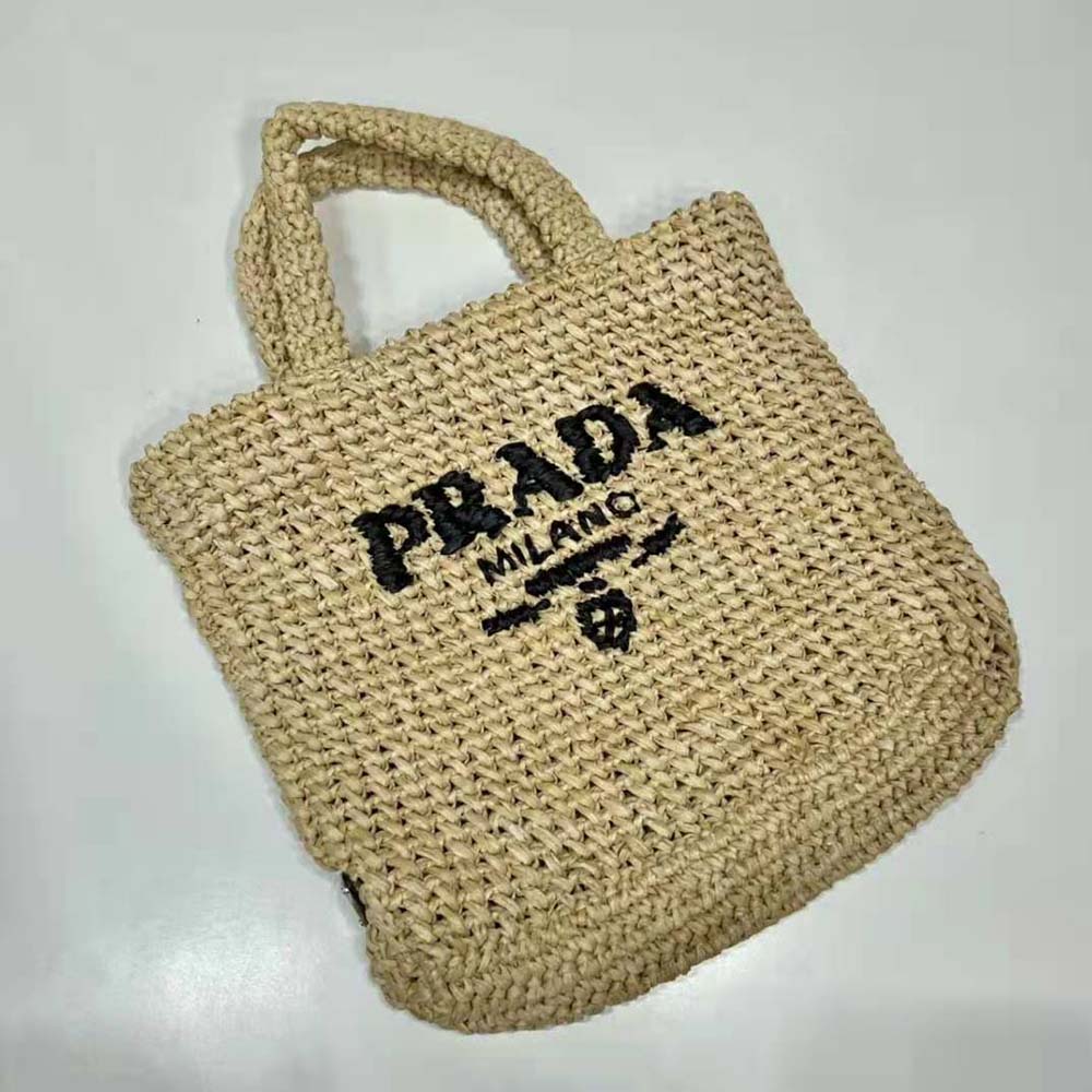 Prada Women Small Raffia Tote Bag-Natural - image 6