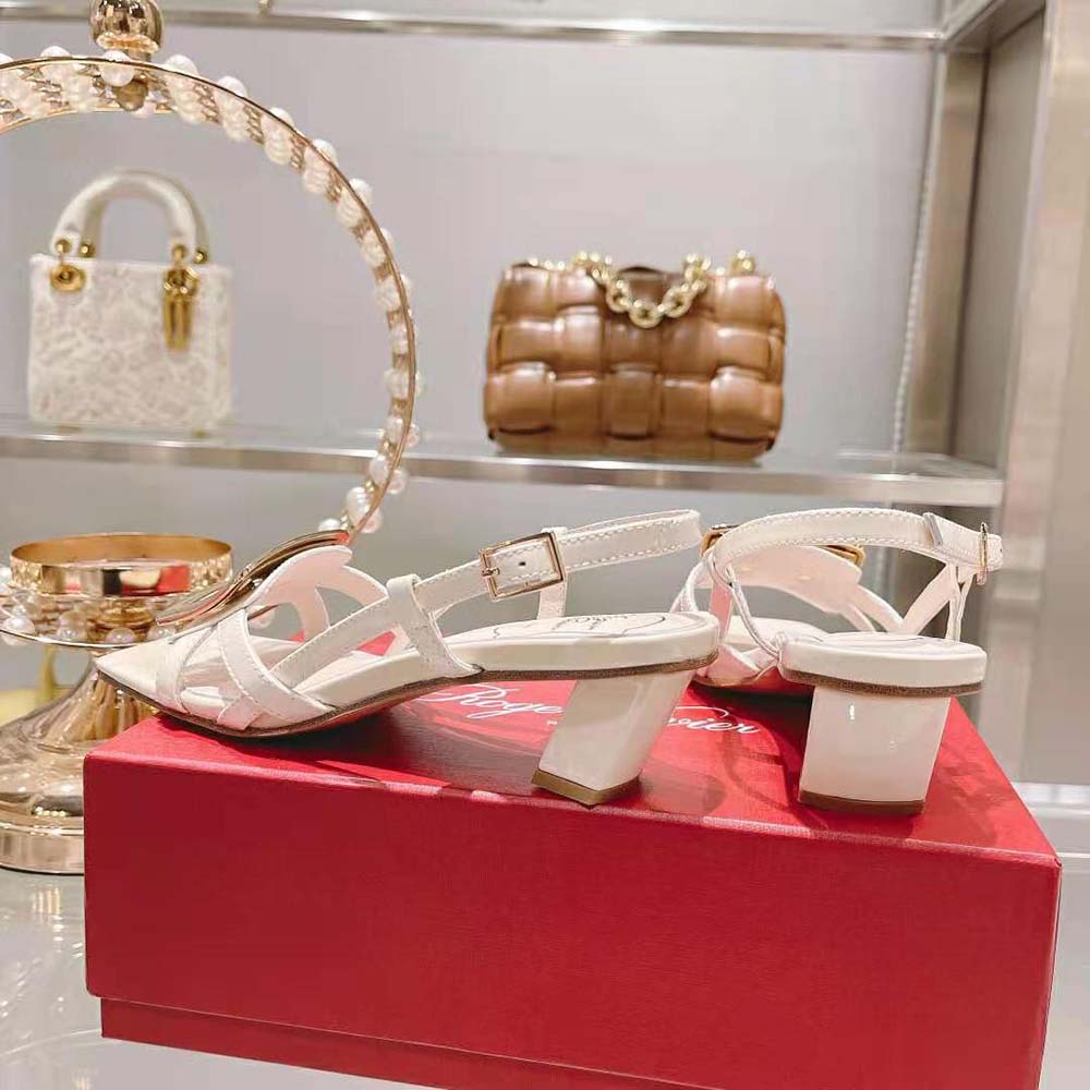Roger Vivier Women Belle Vivier Metal Buckle Sandals in Patent Leather - image 8
