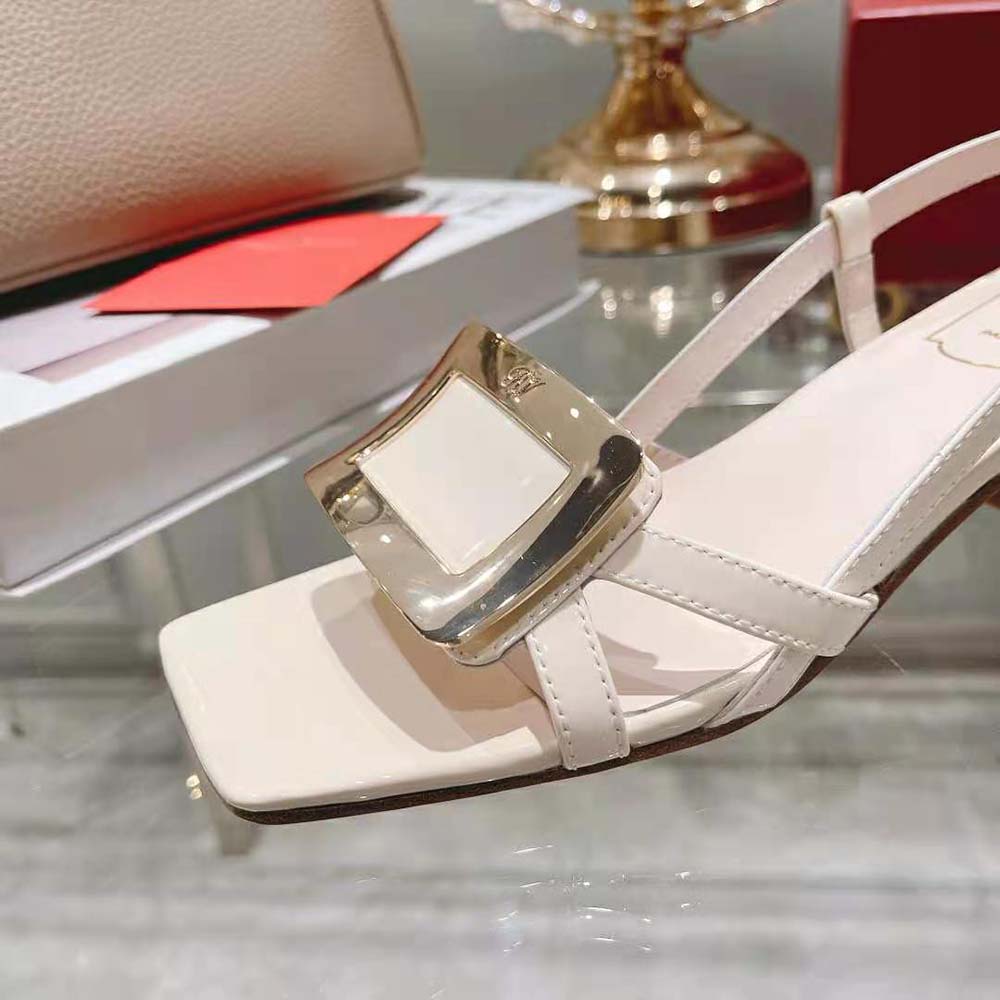 Roger Vivier Women Belle Vivier Metal Buckle Sandals in Patent Leather - image 9