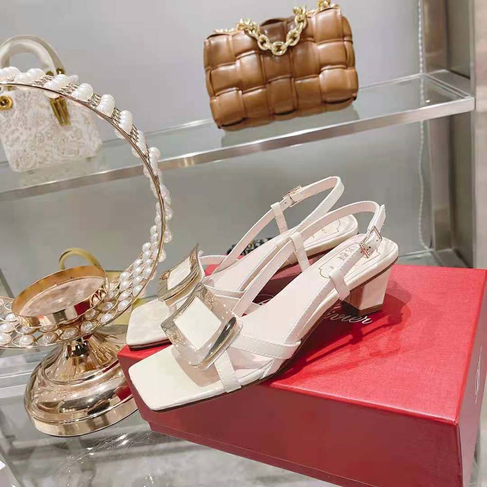 Roger Vivier Women Belle Vivier Metal Buckle Sandals in Patent Leather - image 5