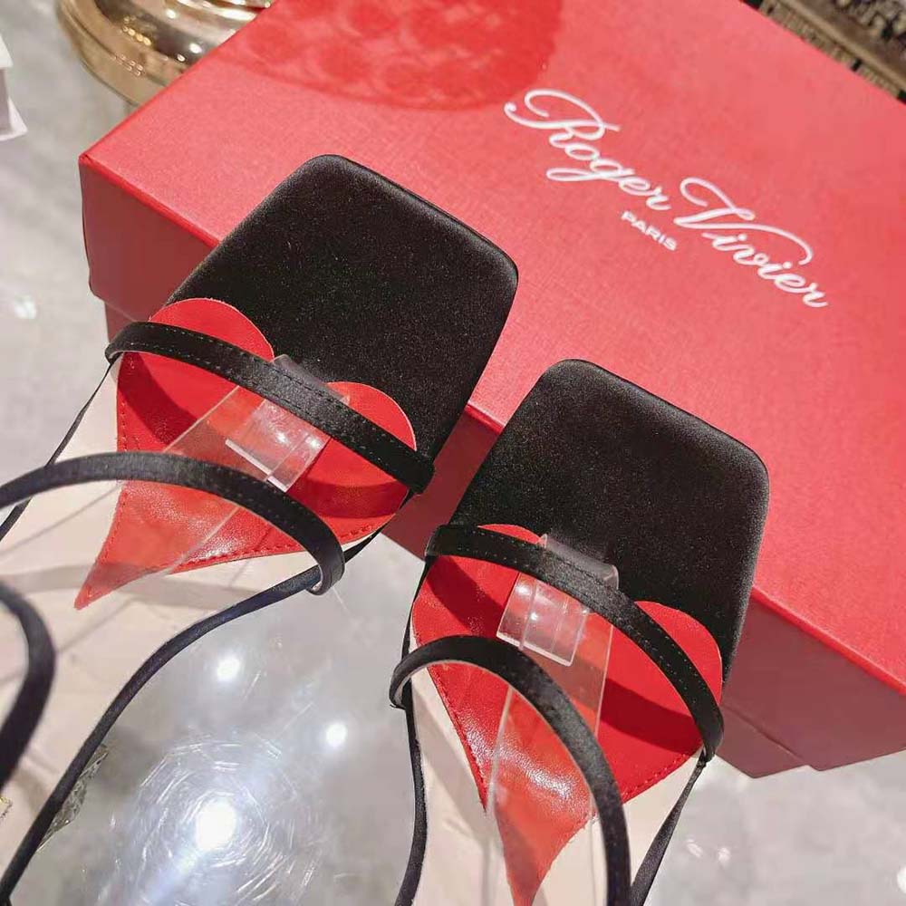 Roger Vivier Women Cube Strass Heel Sandals in Satin-Black - image 9