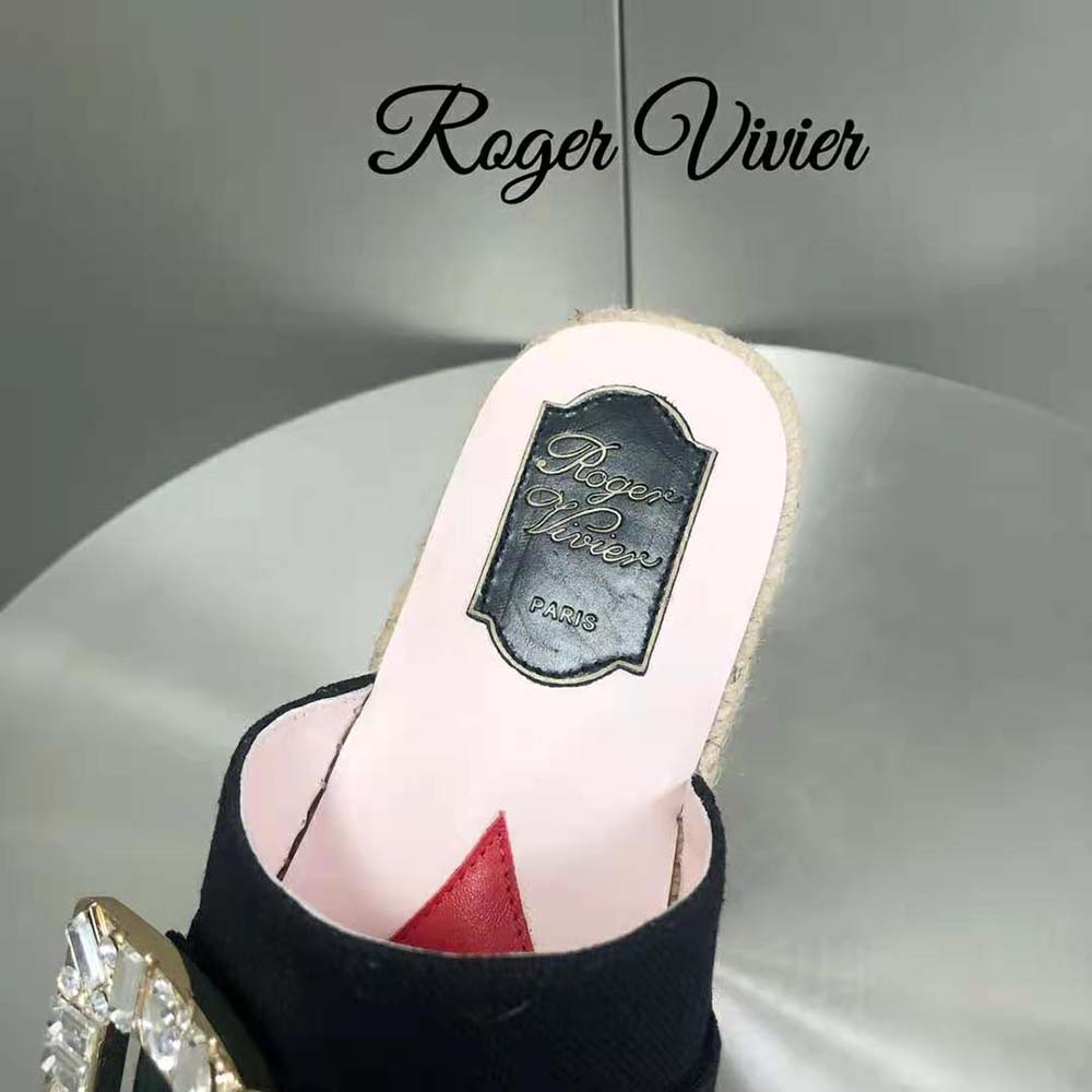 Roger Vivier Women Strass Buckle Espadrille Mules in Velvet-Black - image 10