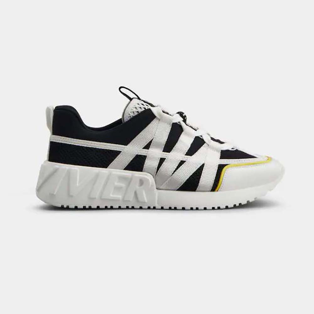 Side profile of Roger Vivier Women Viv Go Lace Up Sneakers in Technical Fabrics-Black