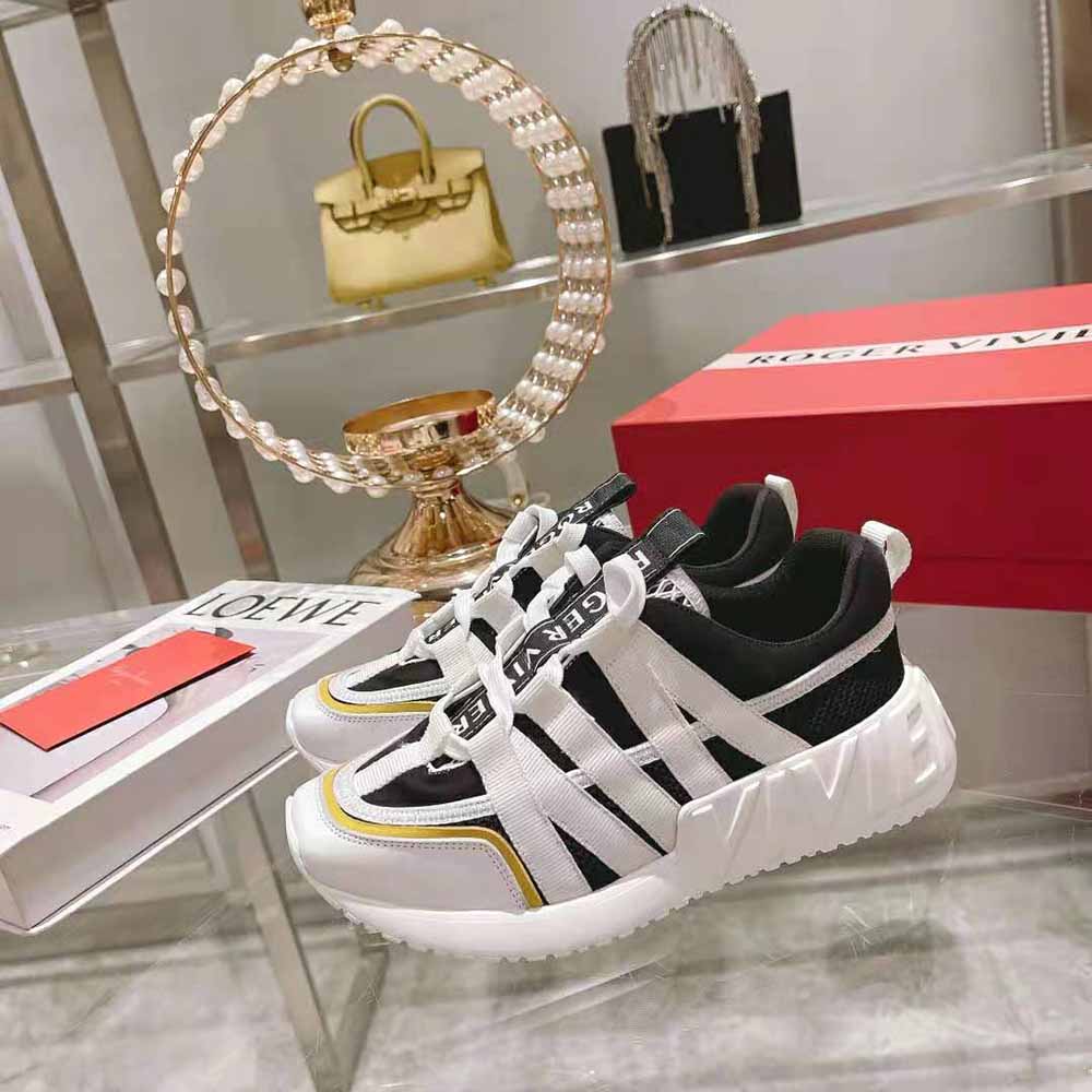 Roger Vivier Women Viv Go Lace Up Sneakers in Technical Fabrics-Black - image 7